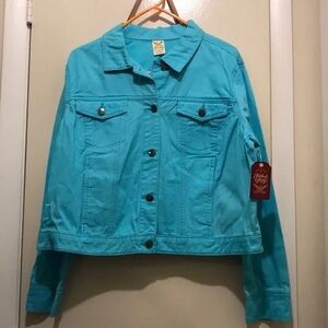 Cropped Turquoise Denim Jacket for Women